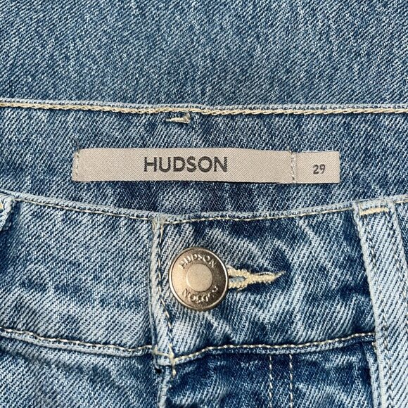 HUDSON JADE HIGH RISE STRAIGHT LOOSE FIT CROP JEANS in PARADISE WASH EUC Size 29 - Picture 8 of 12